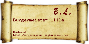 Burgermeister Lilla névjegykártya